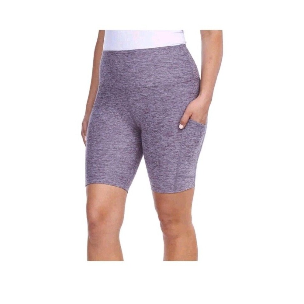 Kirkland Signature Ladies' Brushed Bike Short Side Pockets Inseam 8” 4-way stre